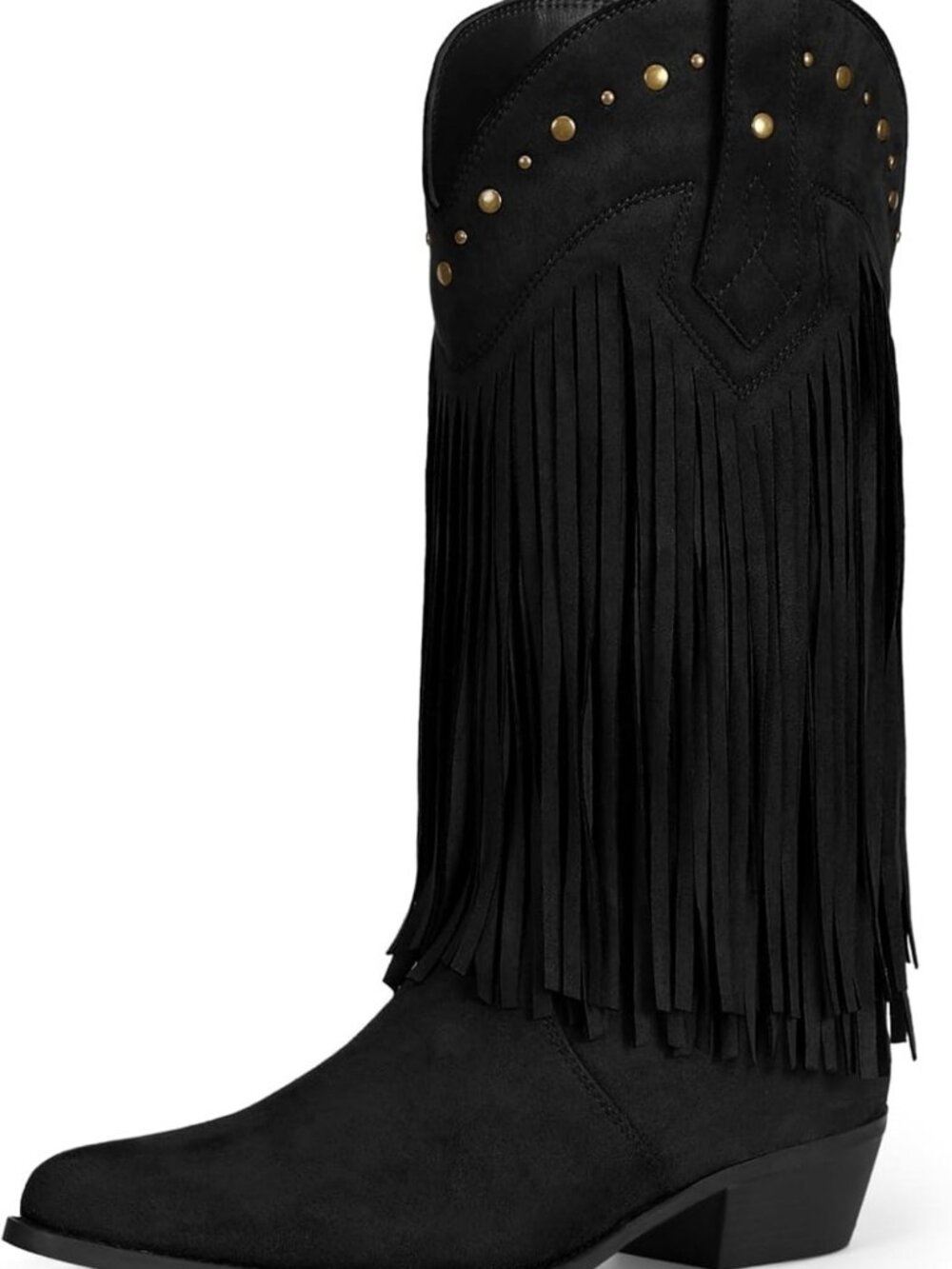 Fringe Mid Calf Cowboy Boots for Women | Chunky Heel Western Style Footwear